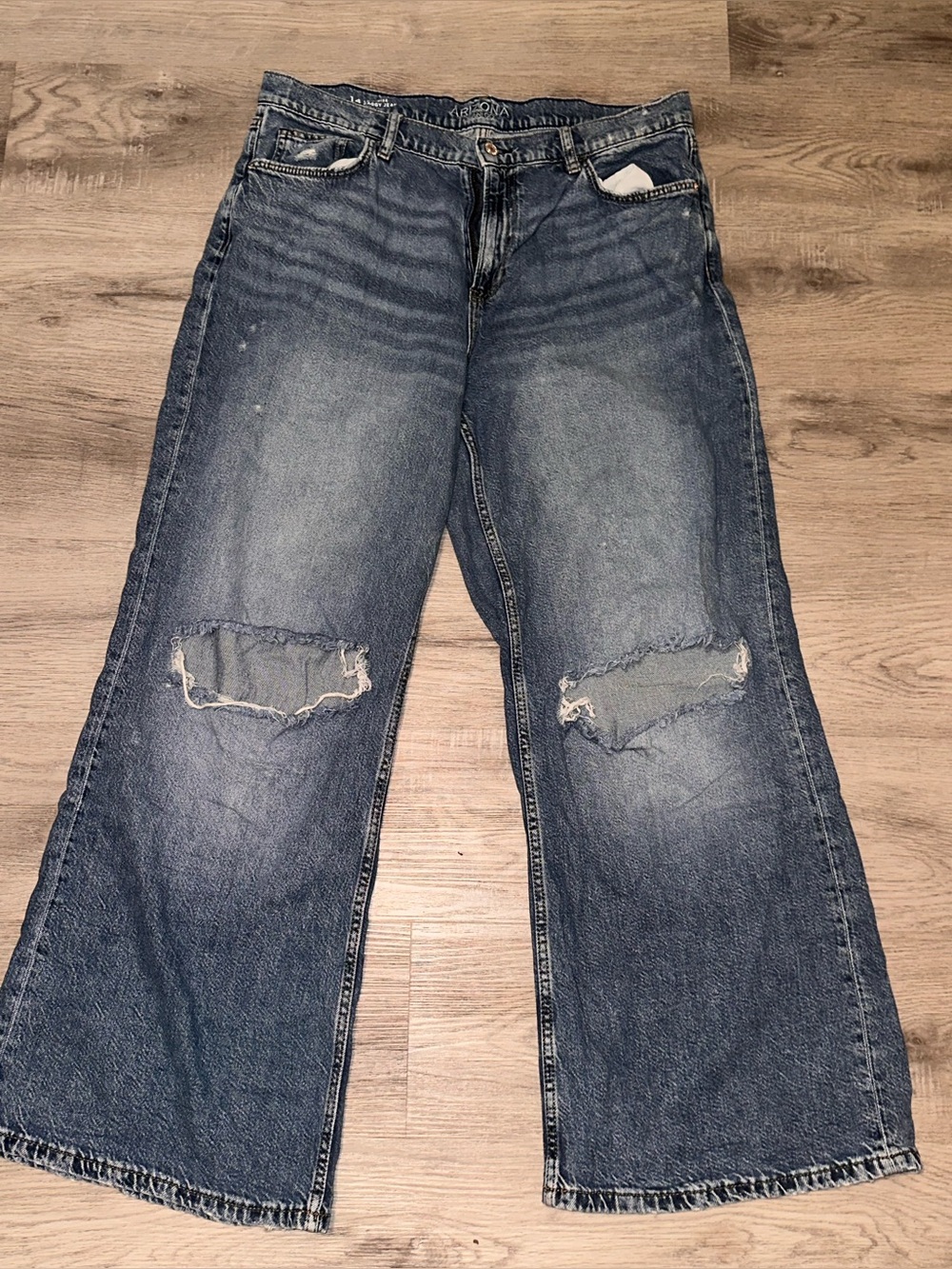Distressed Wide-Leg Jeans